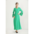 Long Flare Sleeved Plain Modest Dress